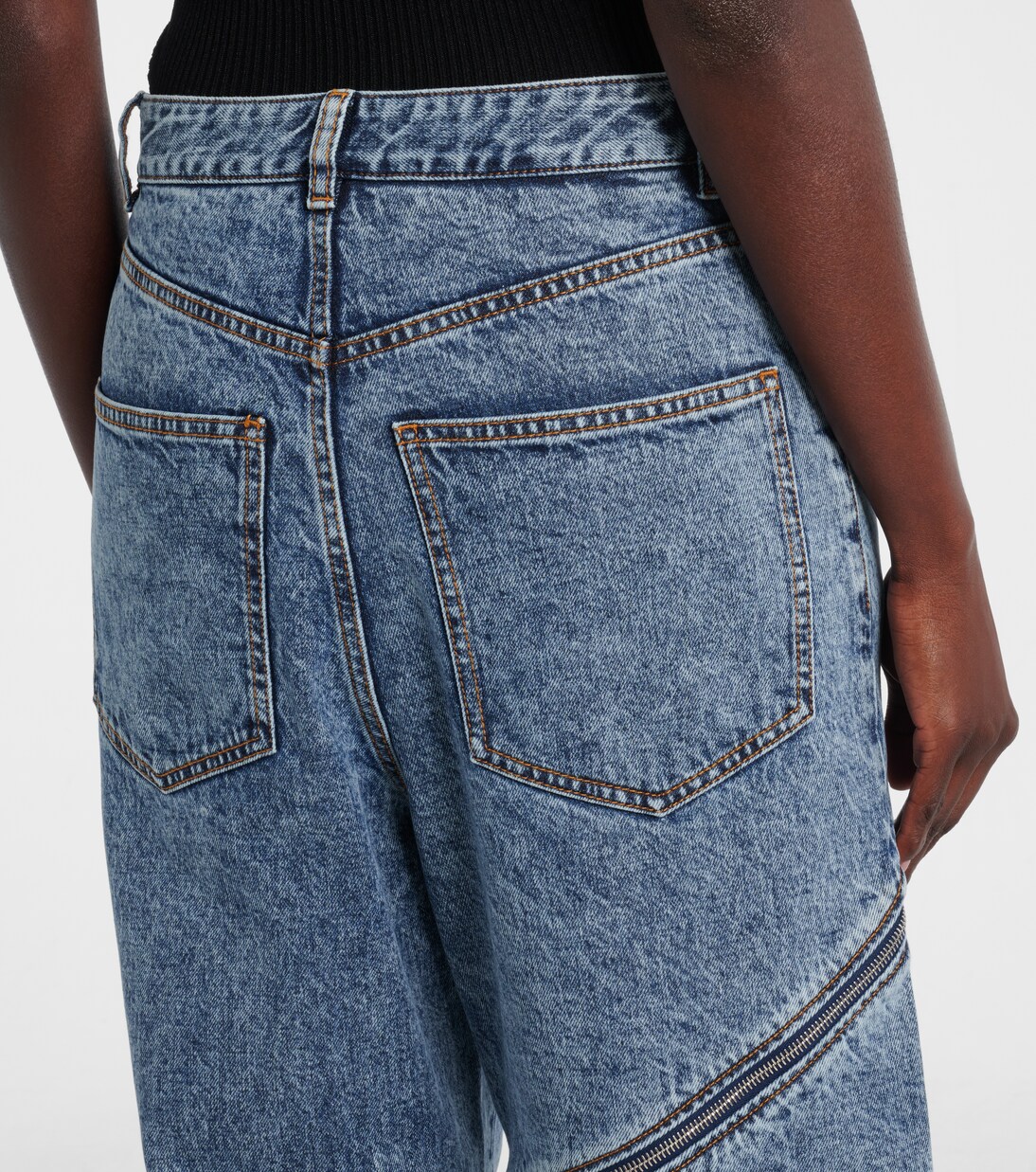 Jeans anchos Spiral de denim de tiro alto | Alaïa