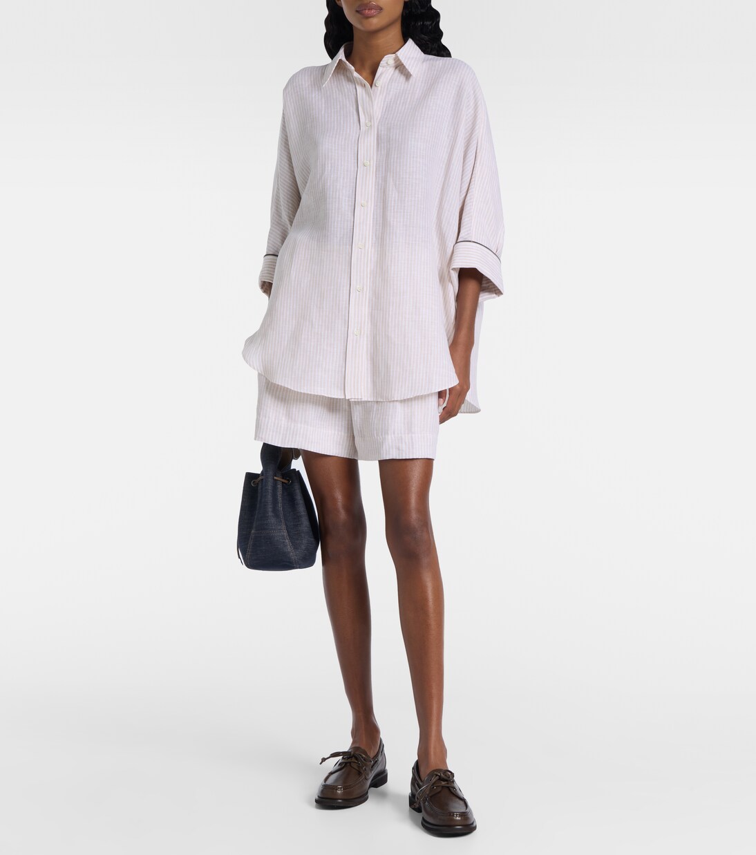 Bermuda rayé en lin | Brunello Cucinelli