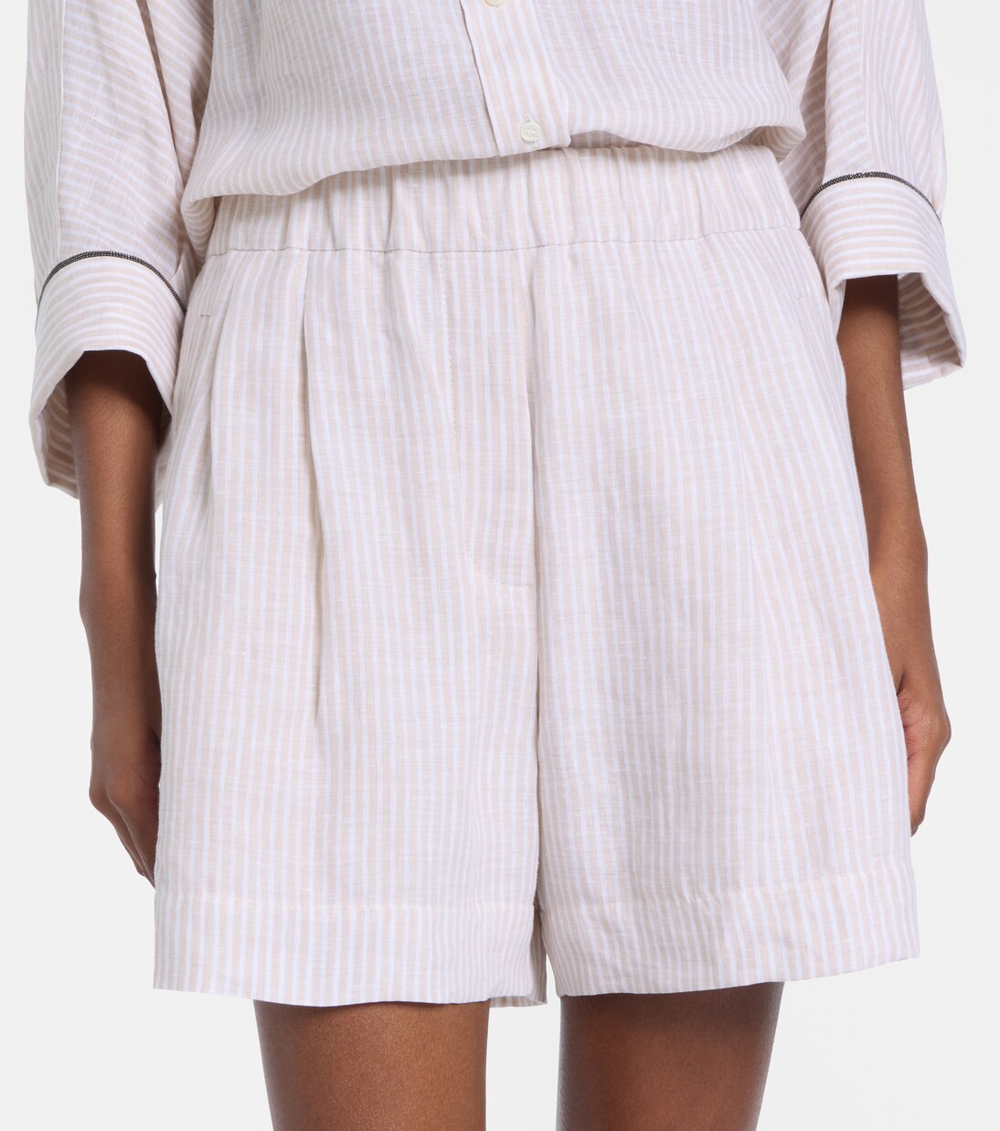 Bermuda rayé en lin | Brunello Cucinelli