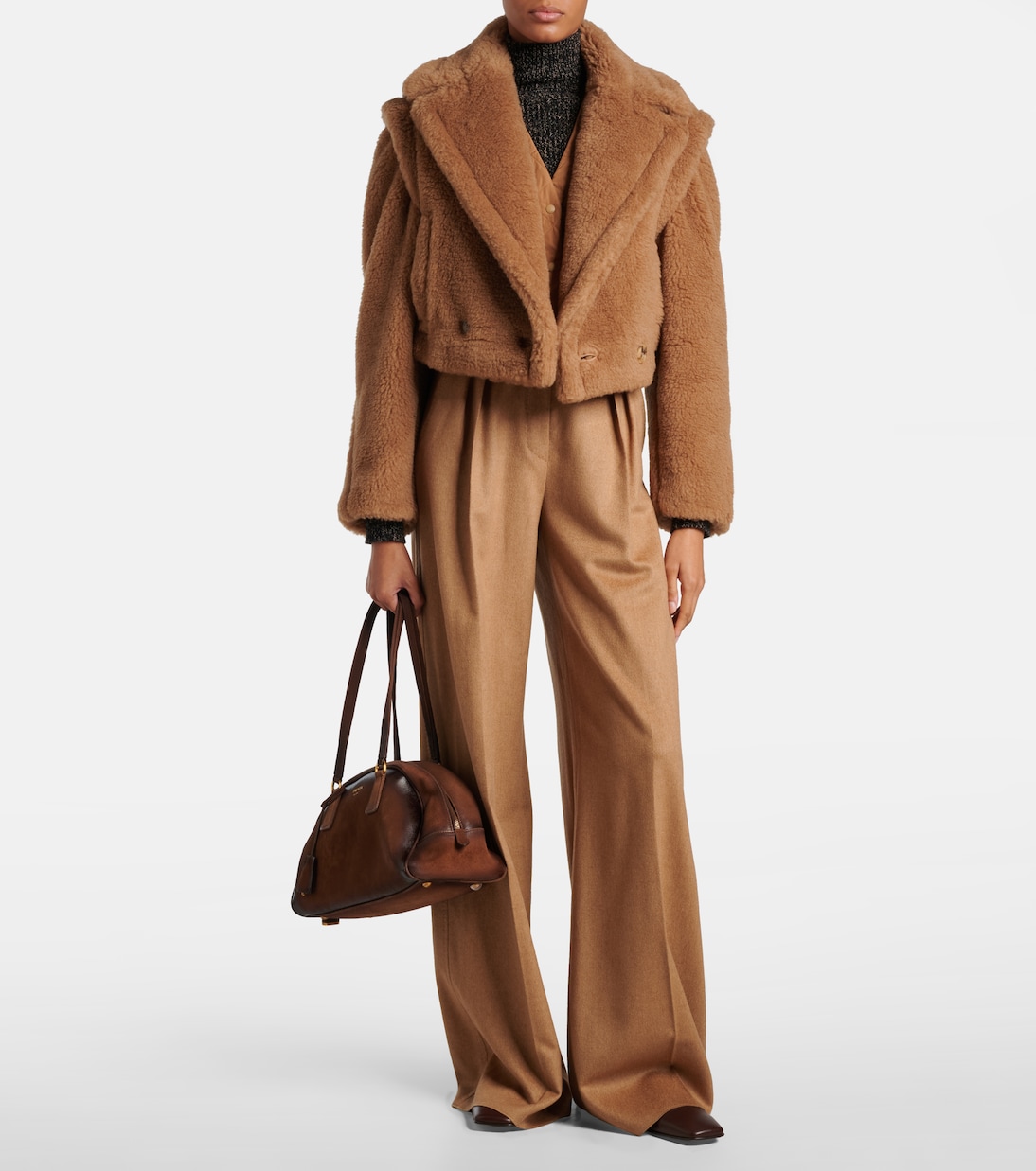 Chaqueta cropped Santos de pelo de camello y seda | Max Mara