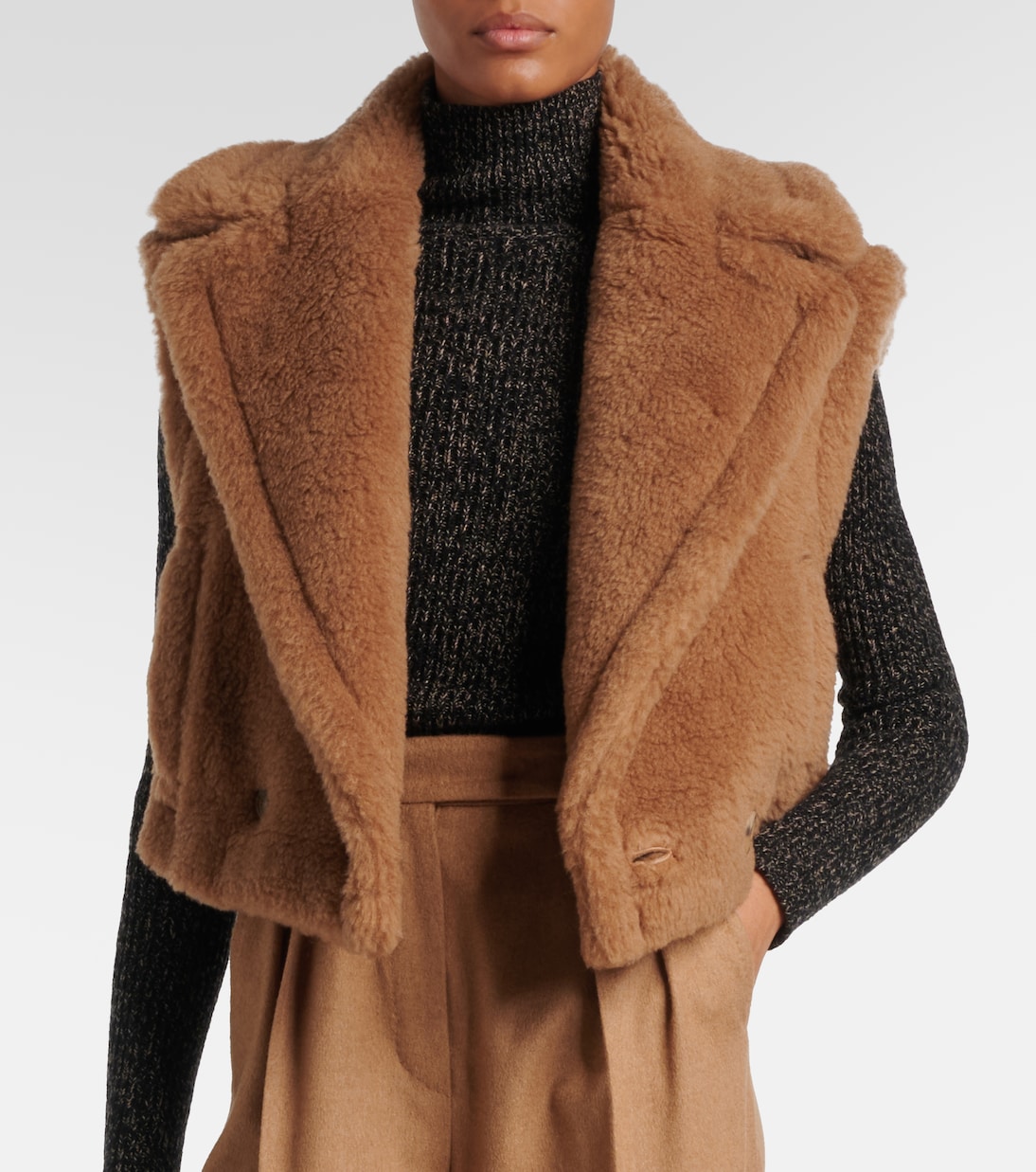 Chaqueta cropped Santos de pelo de camello y seda | Max Mara