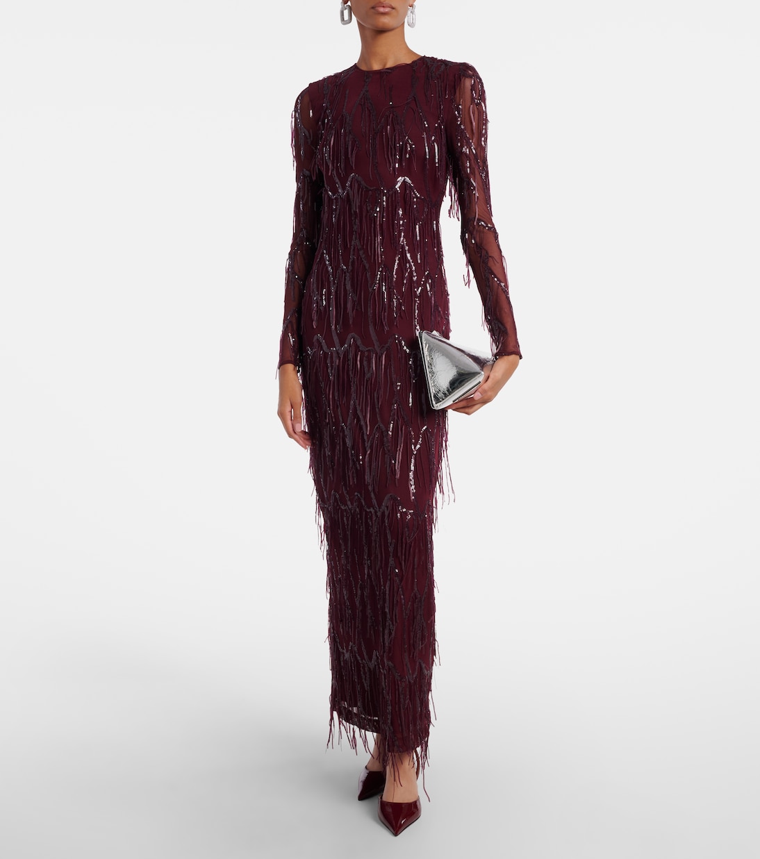 Fringed sequined mesh gown | Rotate