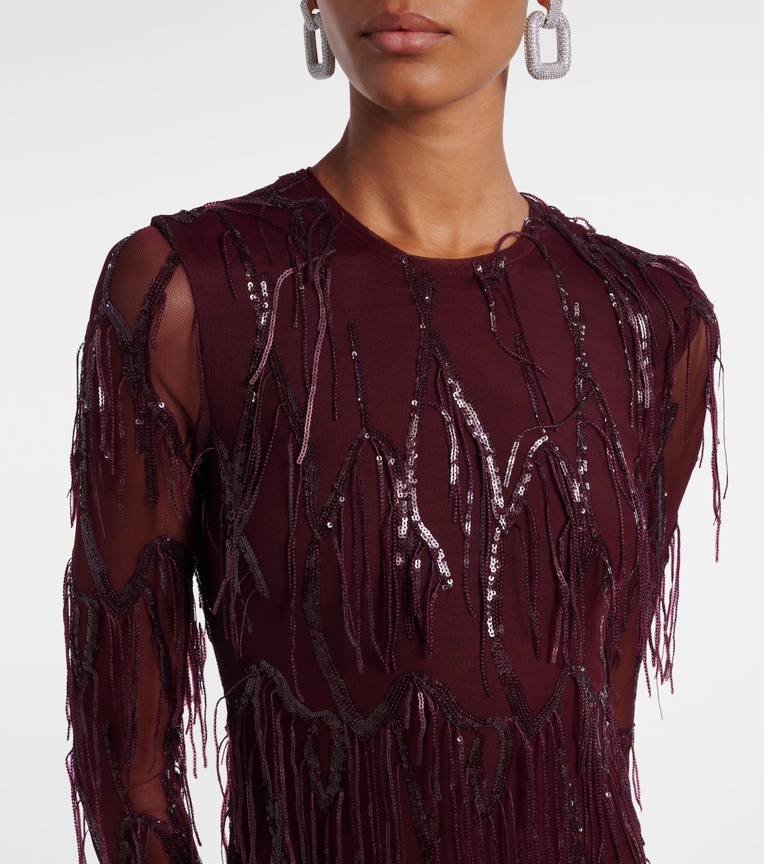 Fringed sequined mesh gown | Rotate