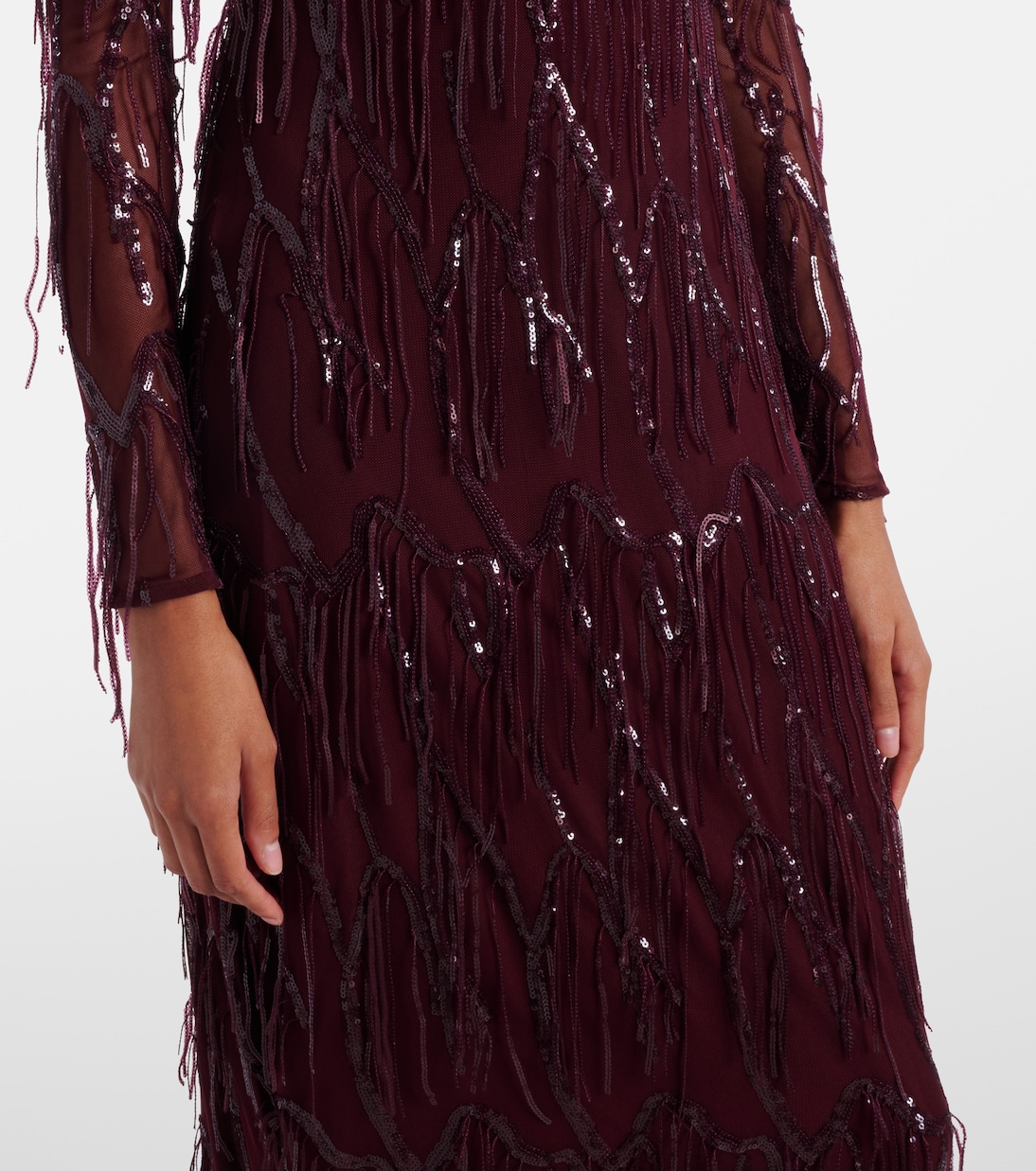 Fringed sequined mesh gown | Rotate