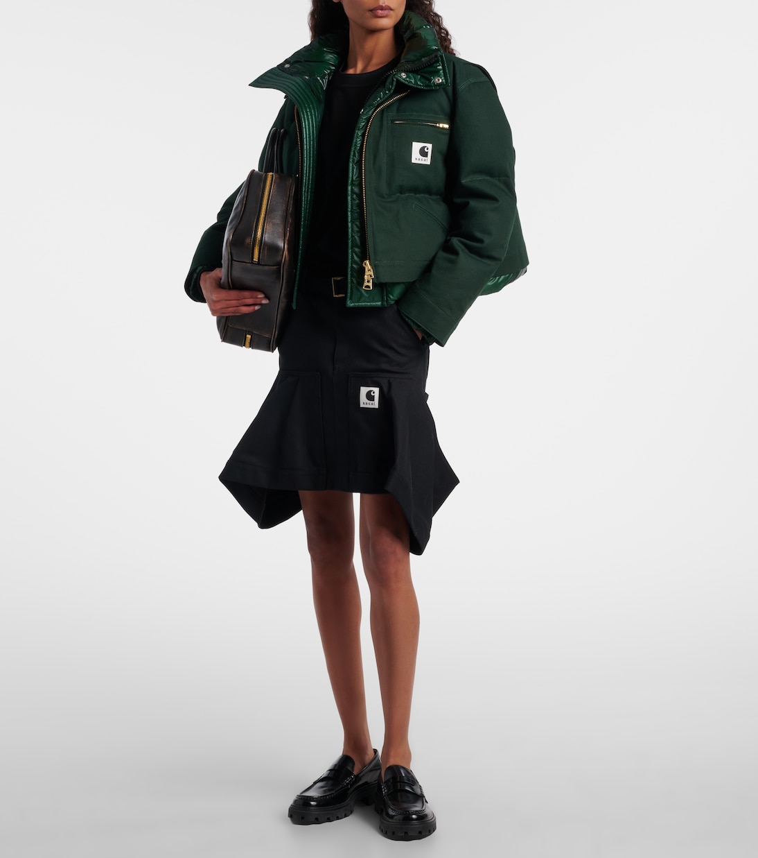 X Carhartt Minirock aus Baumwoll-Canvas  | Sacai