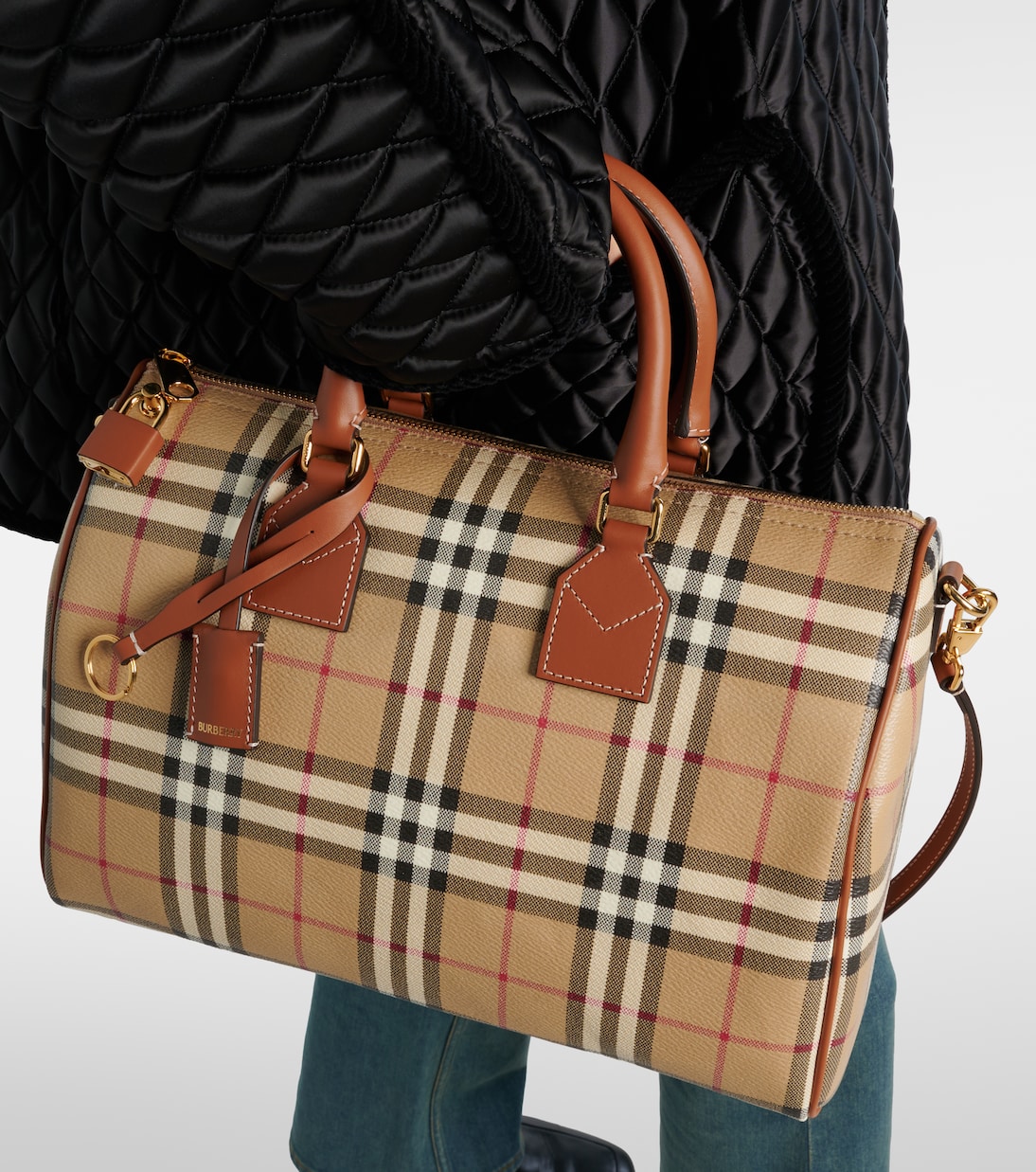Bowling Medium Burberry Check top-handle bag | Burberry