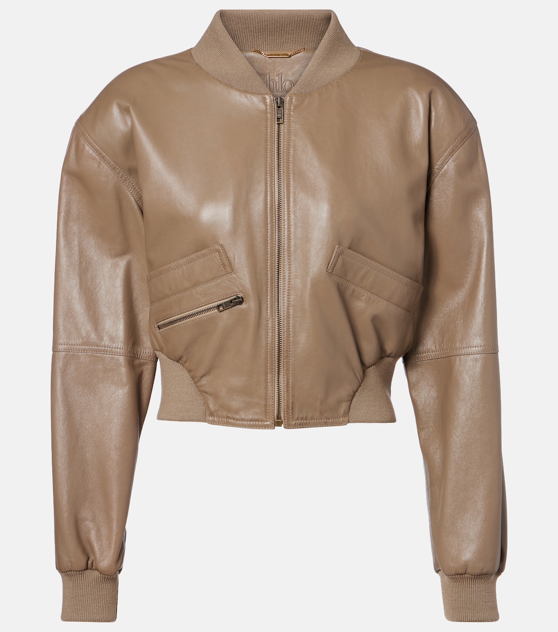 Cropped leather bomber jacket | Chloé