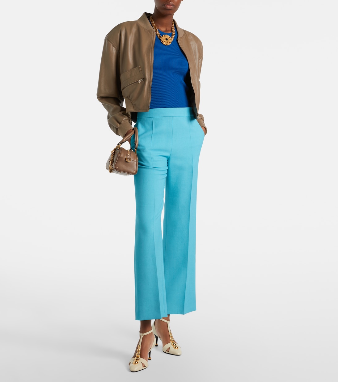 Cropped leather bomber jacket | Chloé