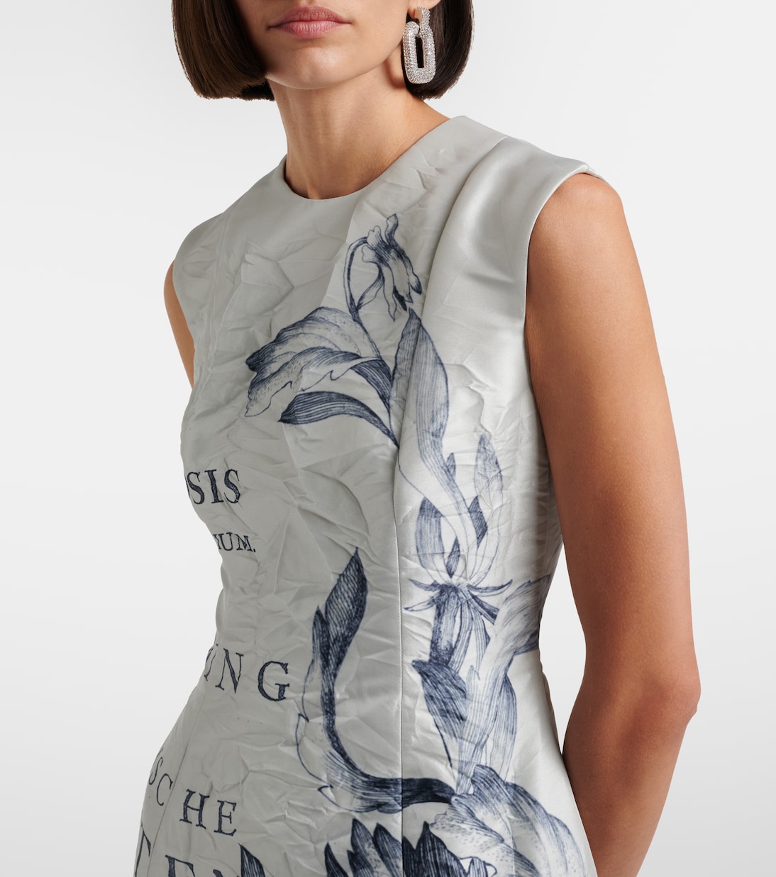 Abito midi in twill di raso con stampa | Erdem