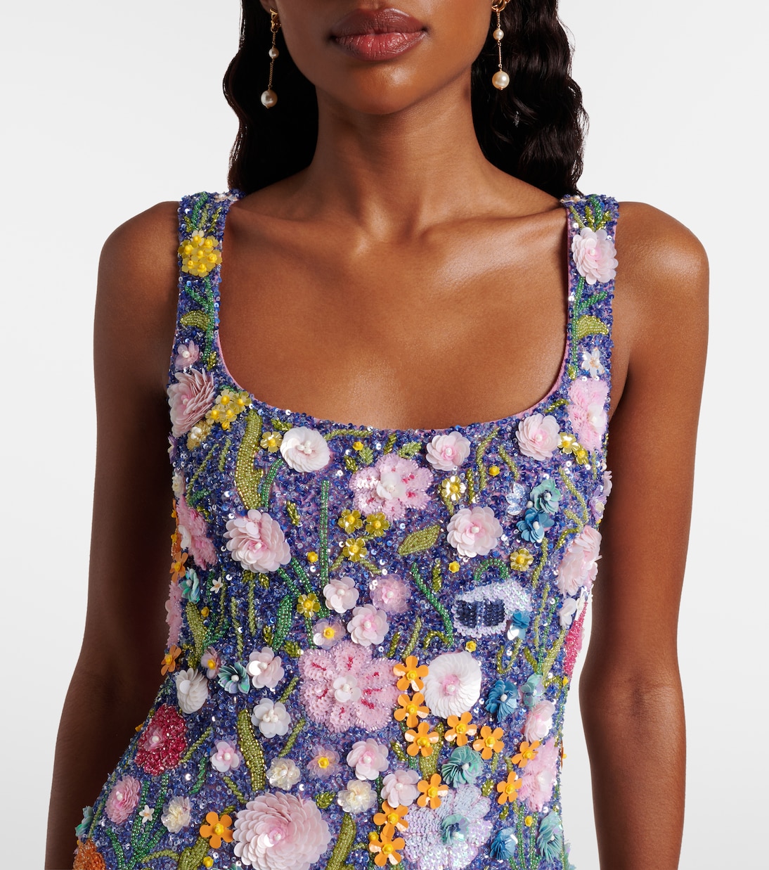 Embroidered floral-appliqué minidress | Là Fuori