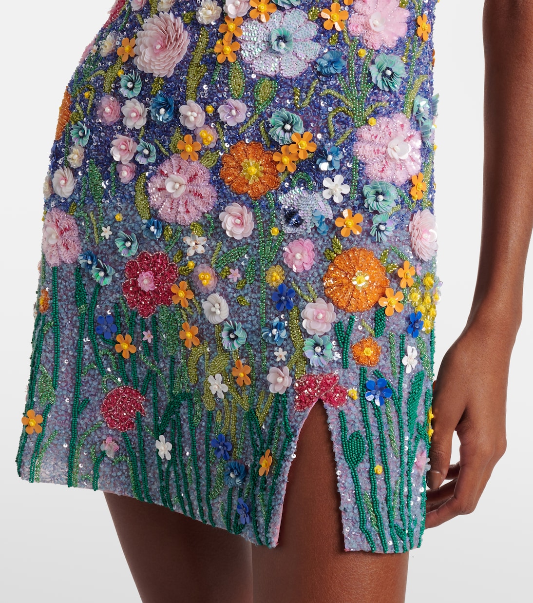 Embroidered floral-appliqué minidress | Là Fuori