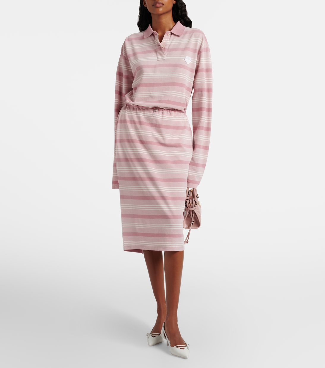 Striped cotton piqué pencil skirt | Prada