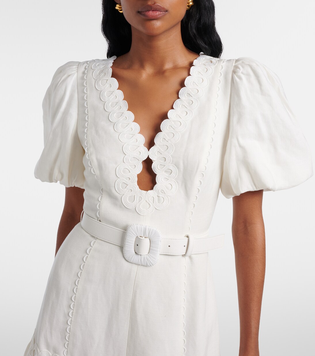 Robe Kahlia brodée en lin mélangé | Rebecca Vallance