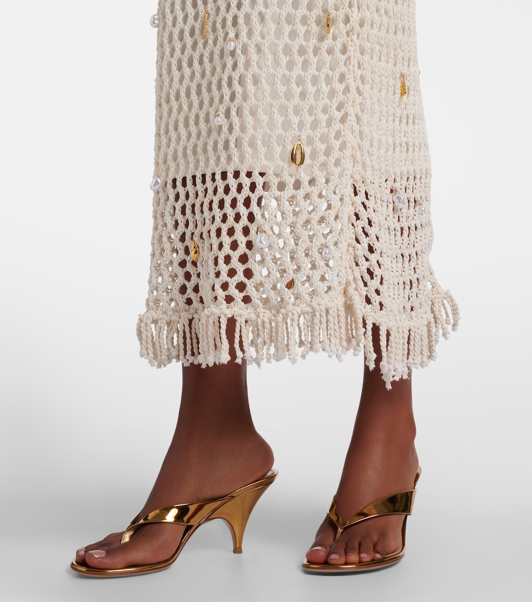 Robe midi Coralia en crochet à ornements | Simkhai