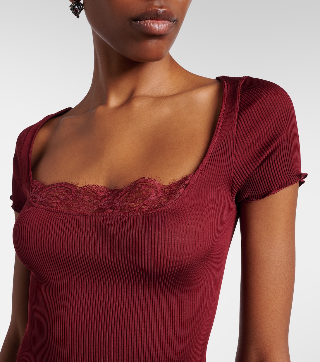 Top aus Seidensatin mit Spitze | Saint Laurent