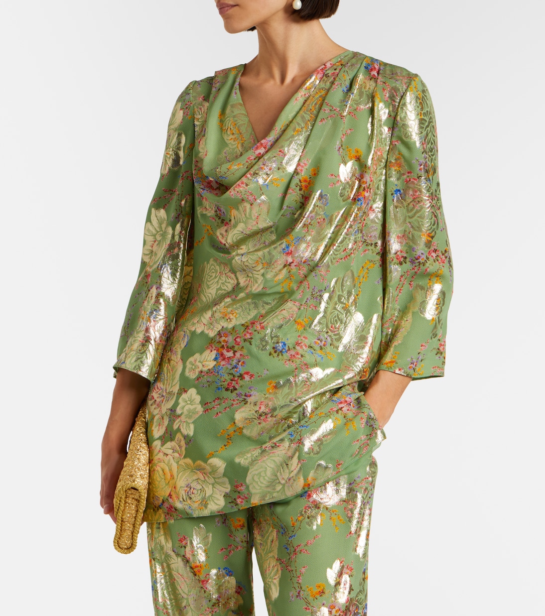 Draped fil coupé silk-blend lamé minidress | Valentino