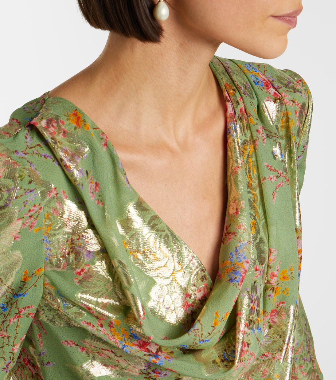 Draped fil coupé silk-blend lamé minidress | Valentino