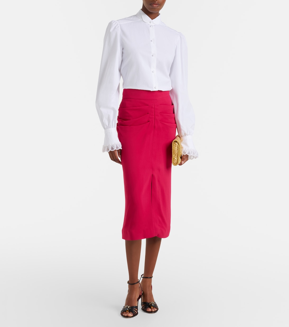 Gathered crêpe pencil skirt | Valentino