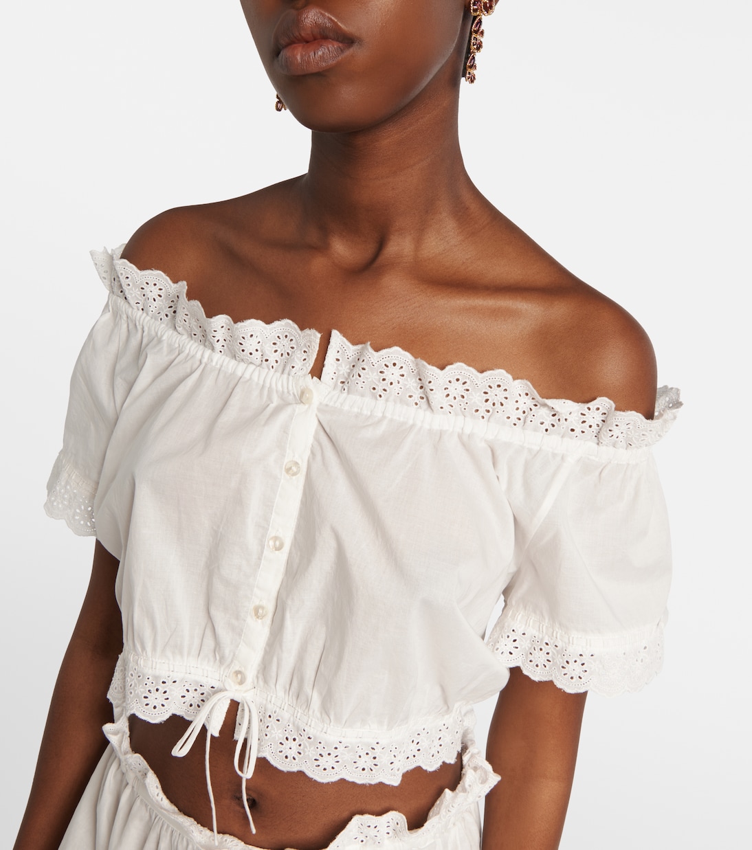 Nala pointelle cotton crop top | Poupette St Barth