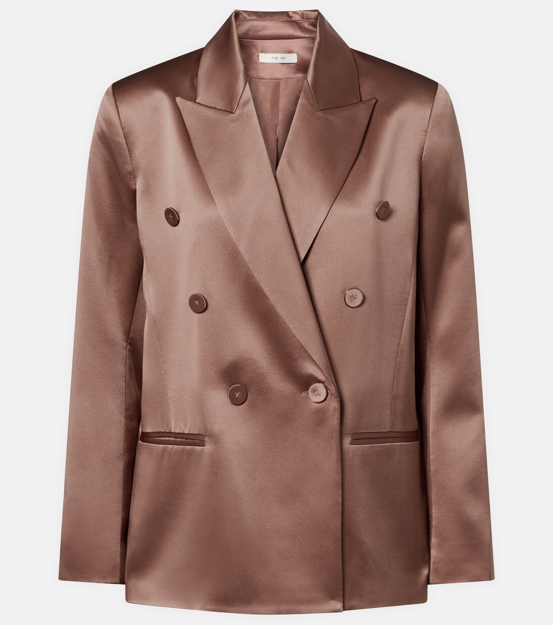 Double-breasted silk satin blazer | The Sei