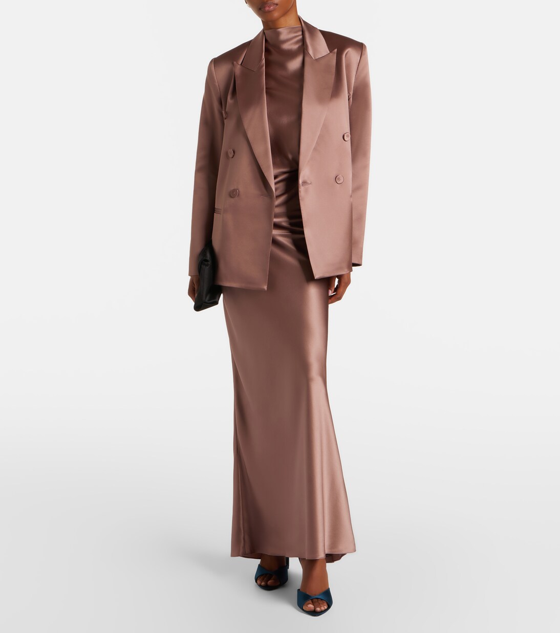 Double-breasted silk satin blazer | The Sei