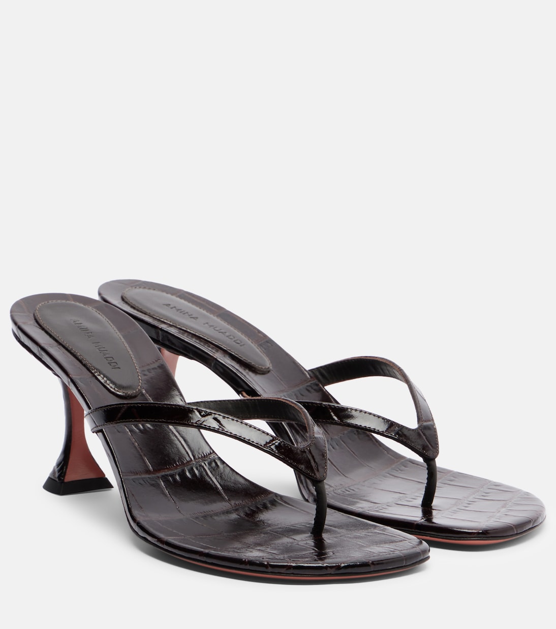Juliette croc-effect leather thong sandals | Amina Muaddi