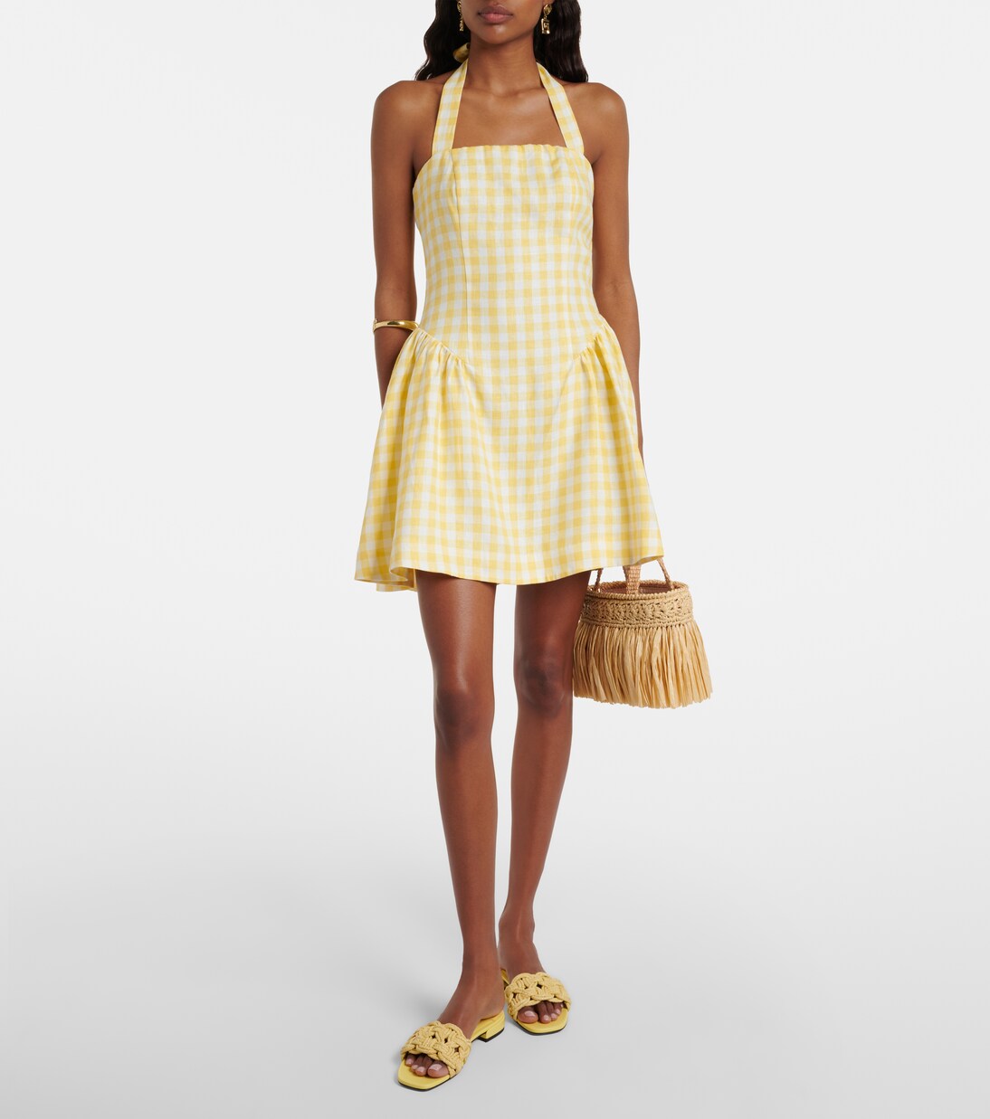 Vestido corto Venza de lino a cuadros | Faithfull