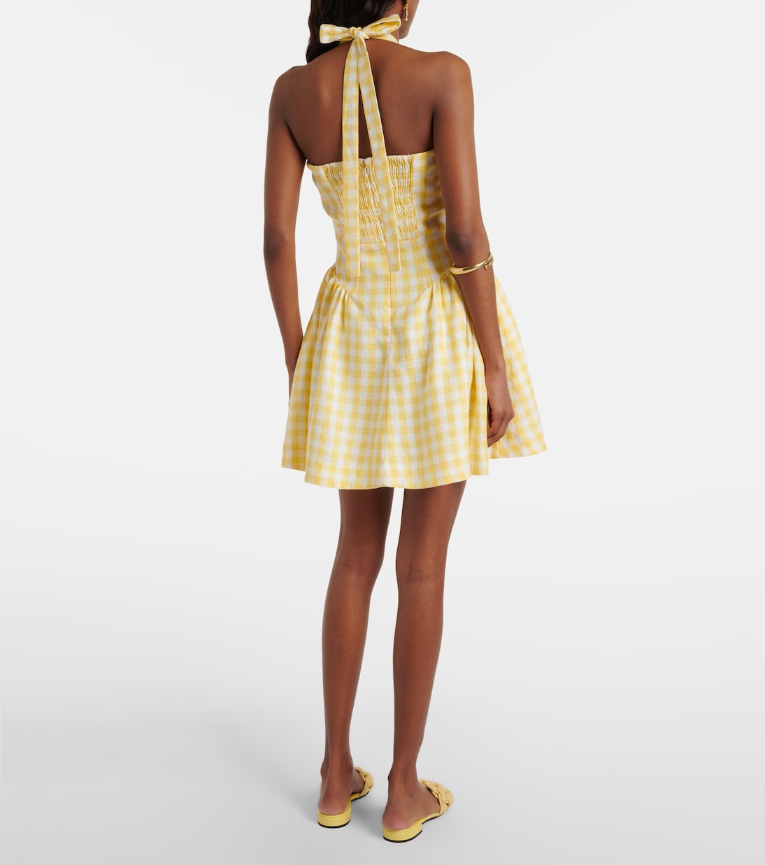 Vestido corto Venza de lino a cuadros | Faithfull