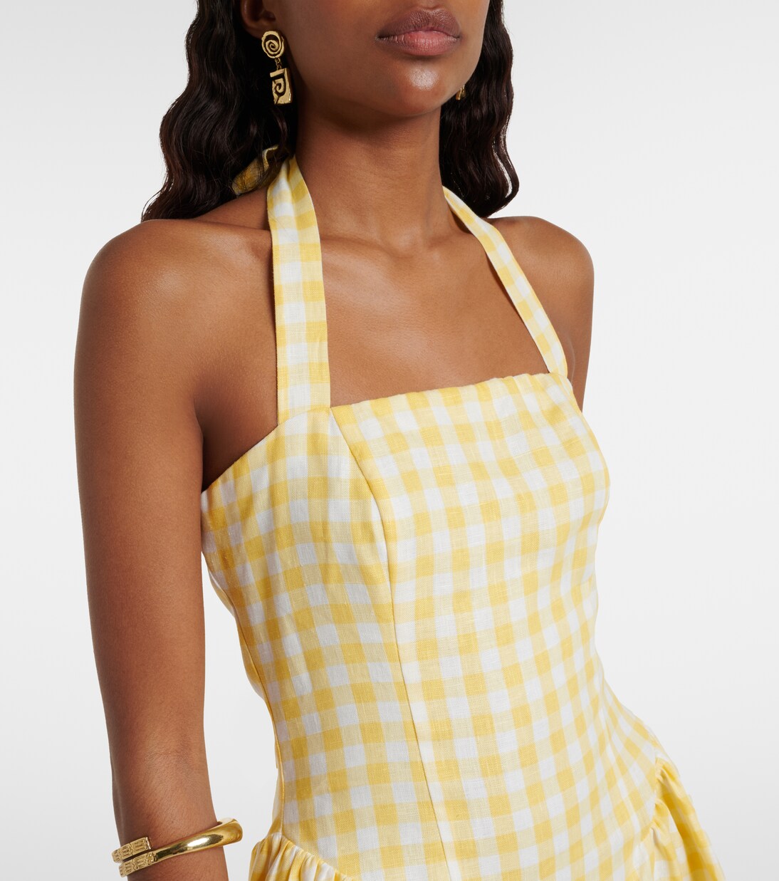 Vestido corto Venza de lino a cuadros | Faithfull