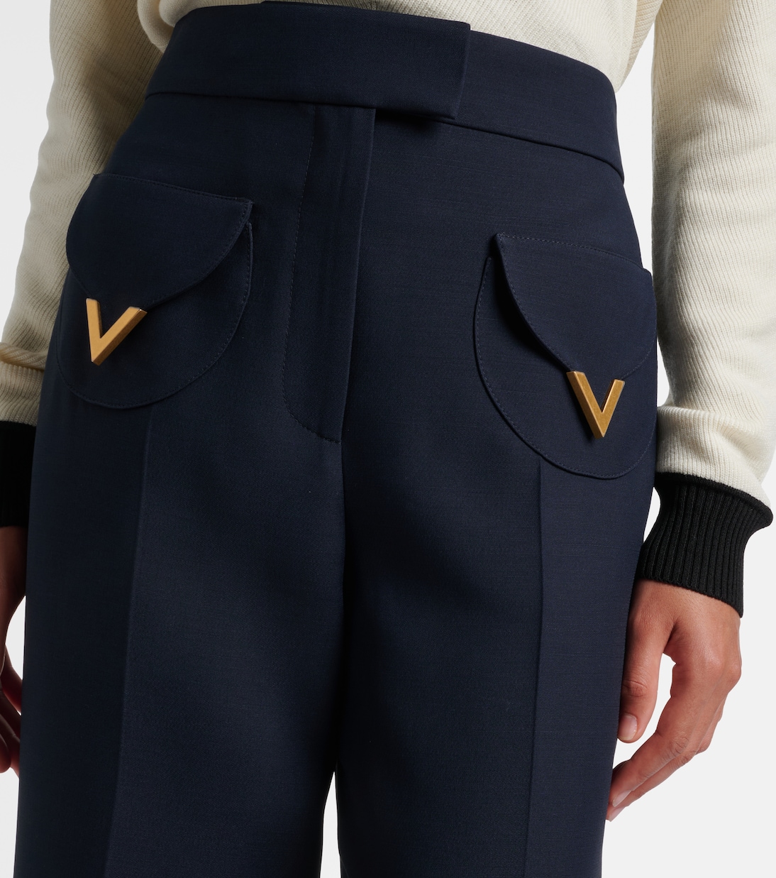 VGold Crepe Couture wide-leg pants | Valentino