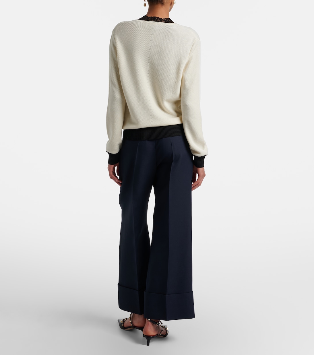 VGold Crepe Couture wide-leg pants | Valentino