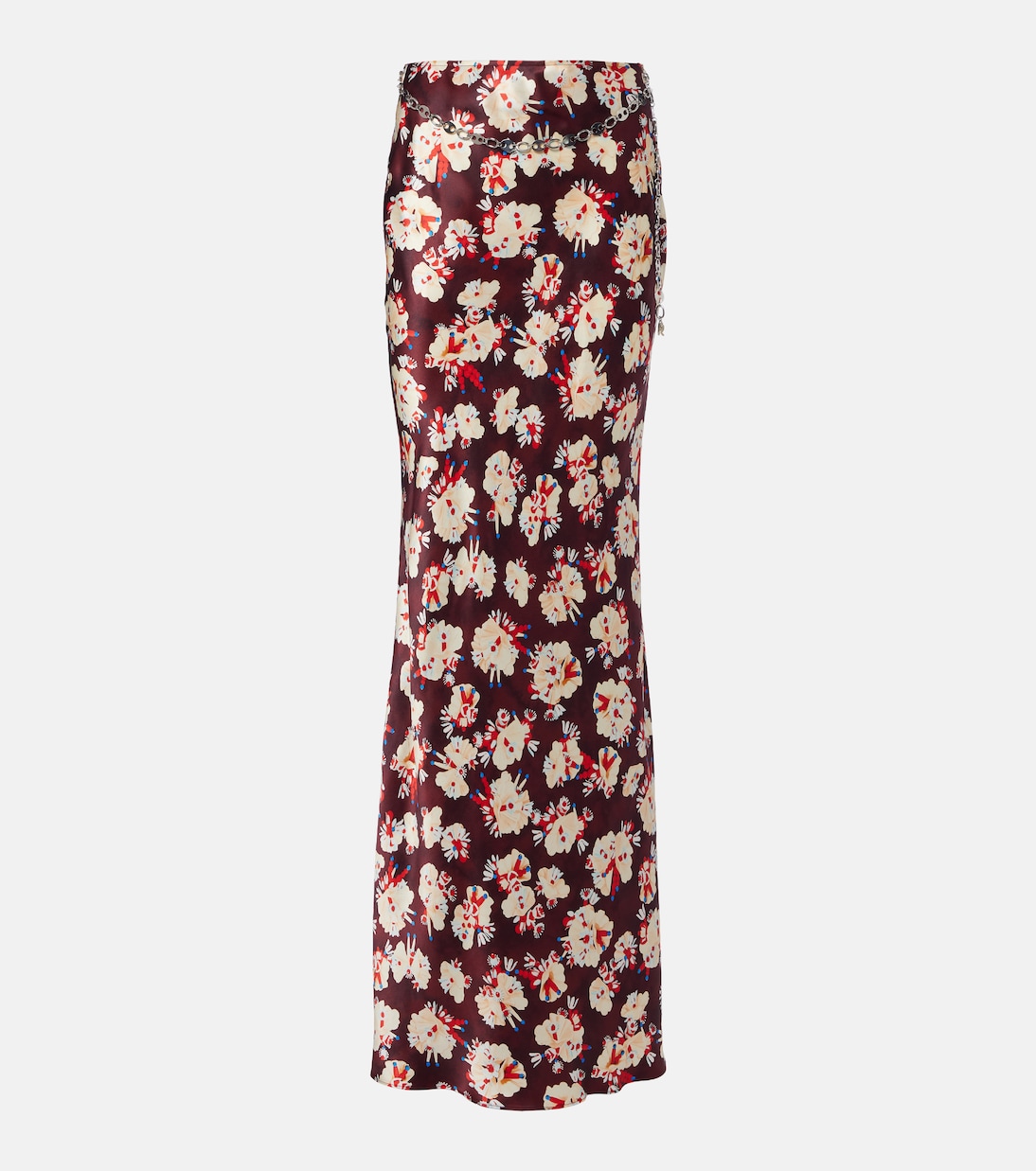Chain-detail floral silk maxi skirt | Rabanne