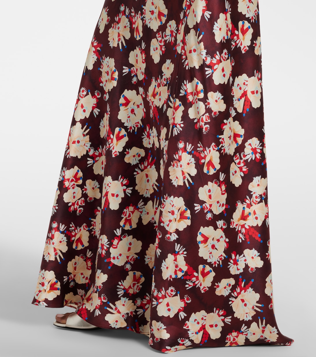 Chain-detail floral silk maxi skirt | Rabanne