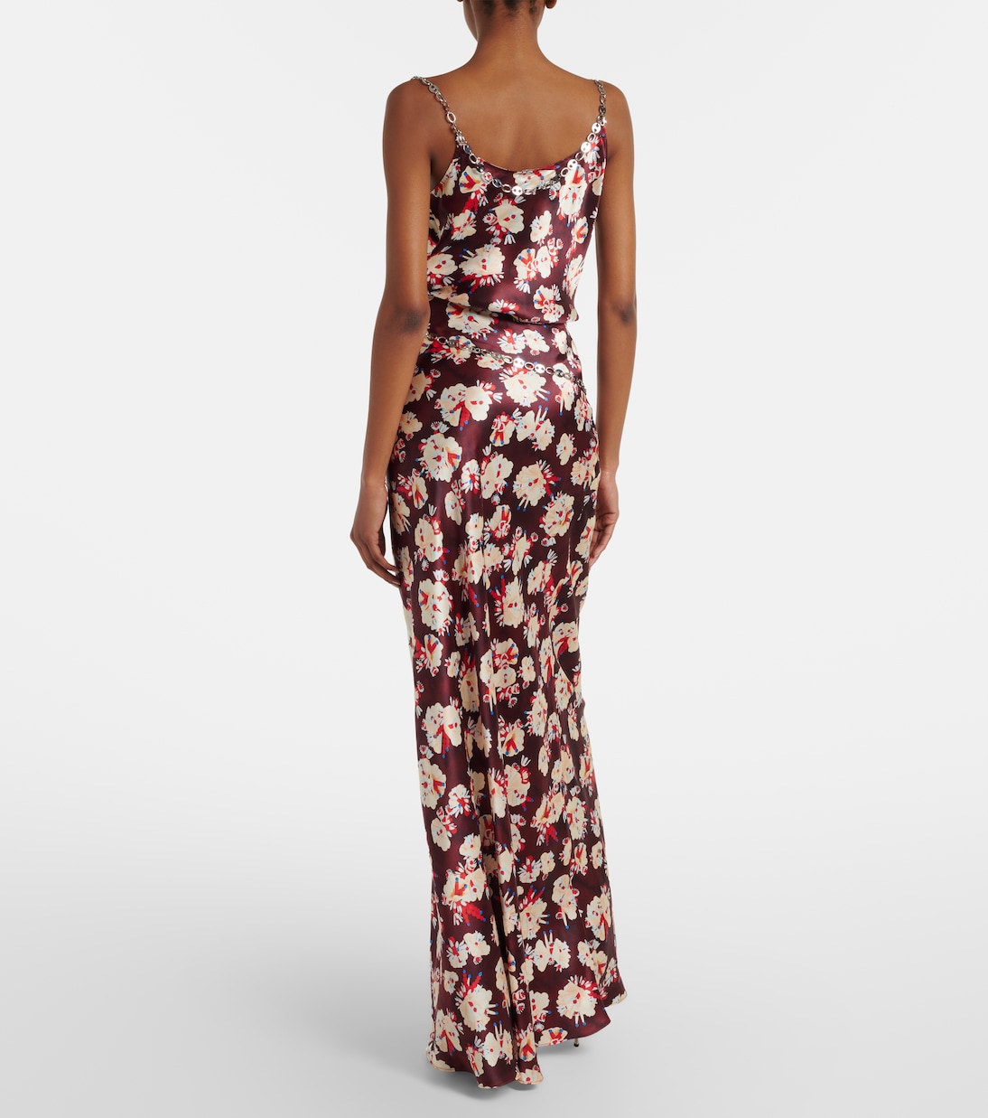 Chain-detail floral silk maxi skirt | Rabanne