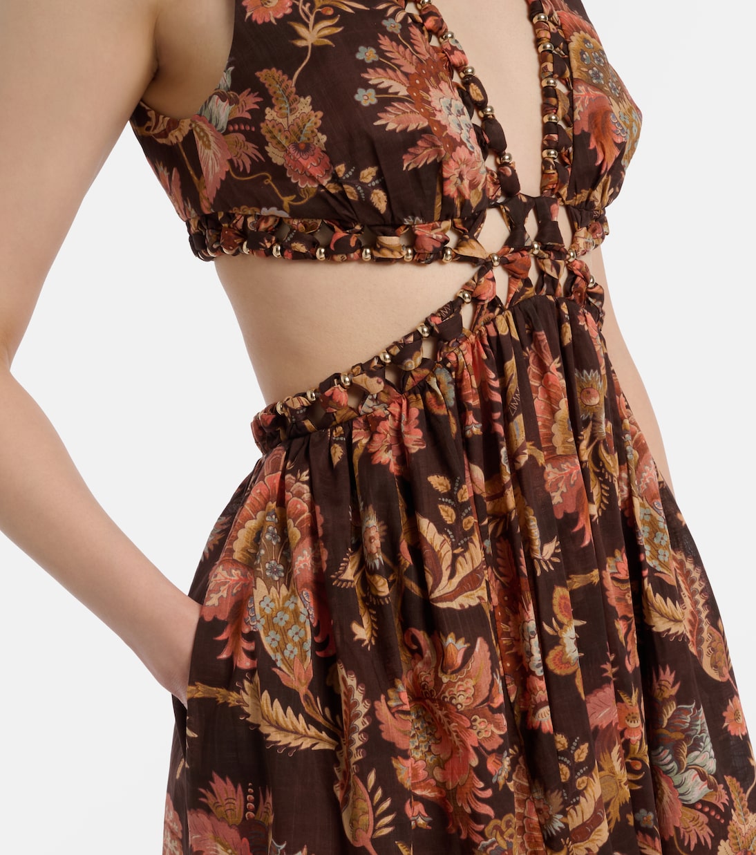 Aster cutout floral cotton midi dress | Zimmermann