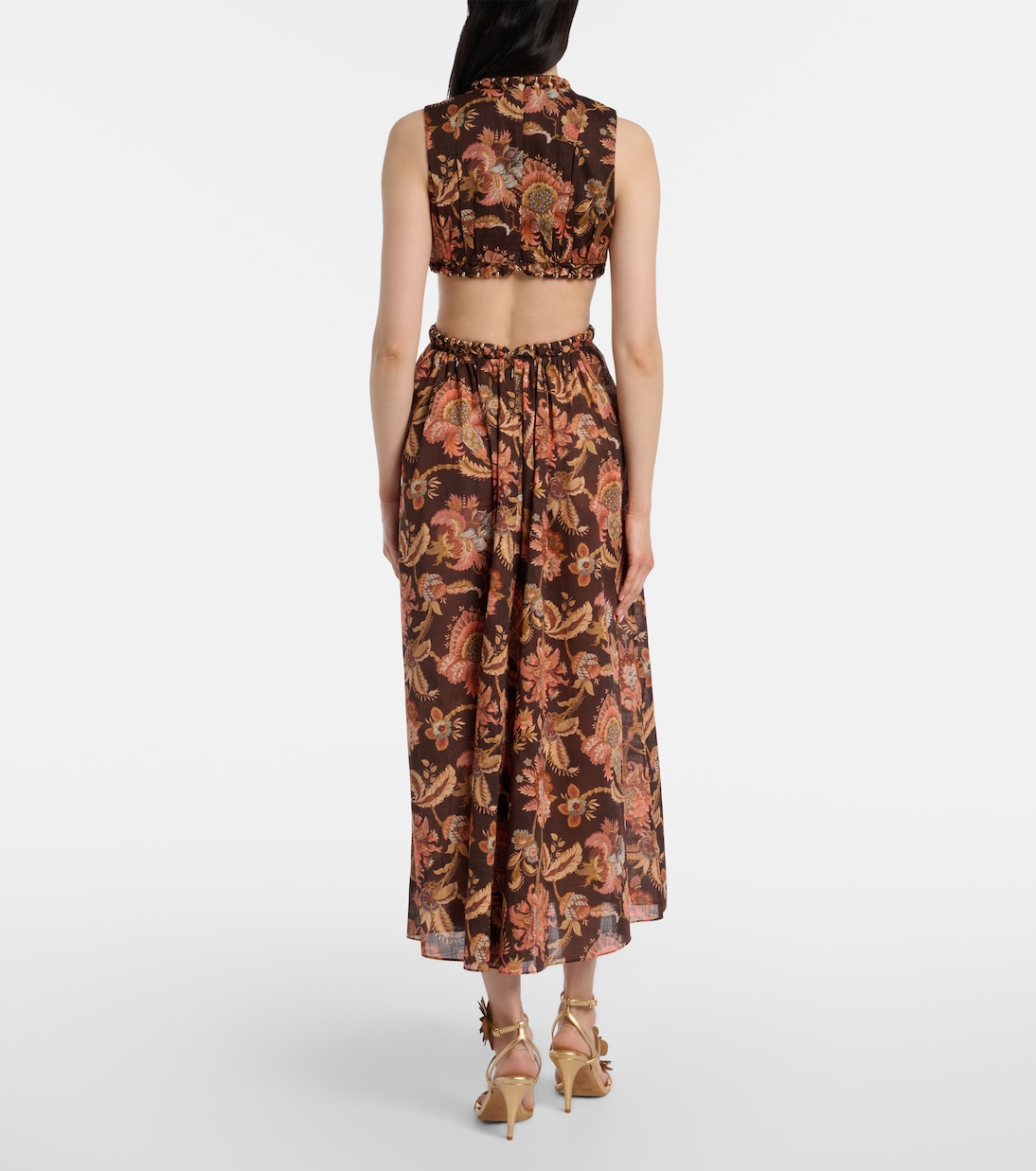 Aster cutout floral cotton midi dress | Zimmermann
