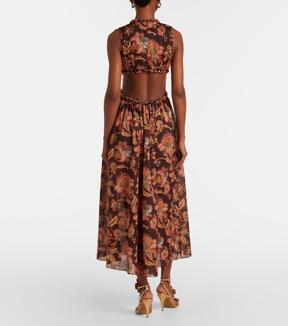 Aster cutout floral cotton midi dress | Zimmermann