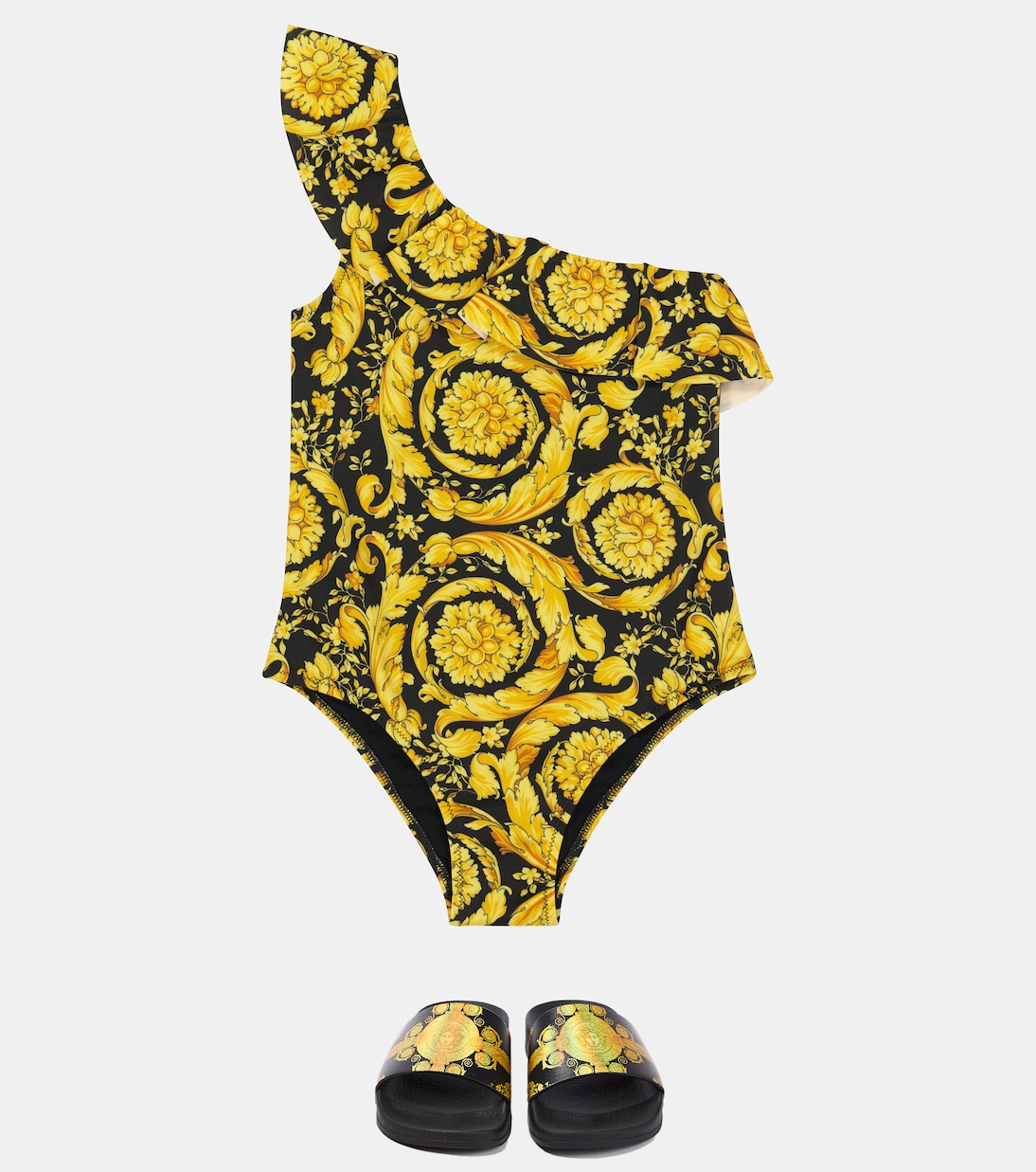 Ruffle-trimmed one-shoulder swimsuit | Versace Kids