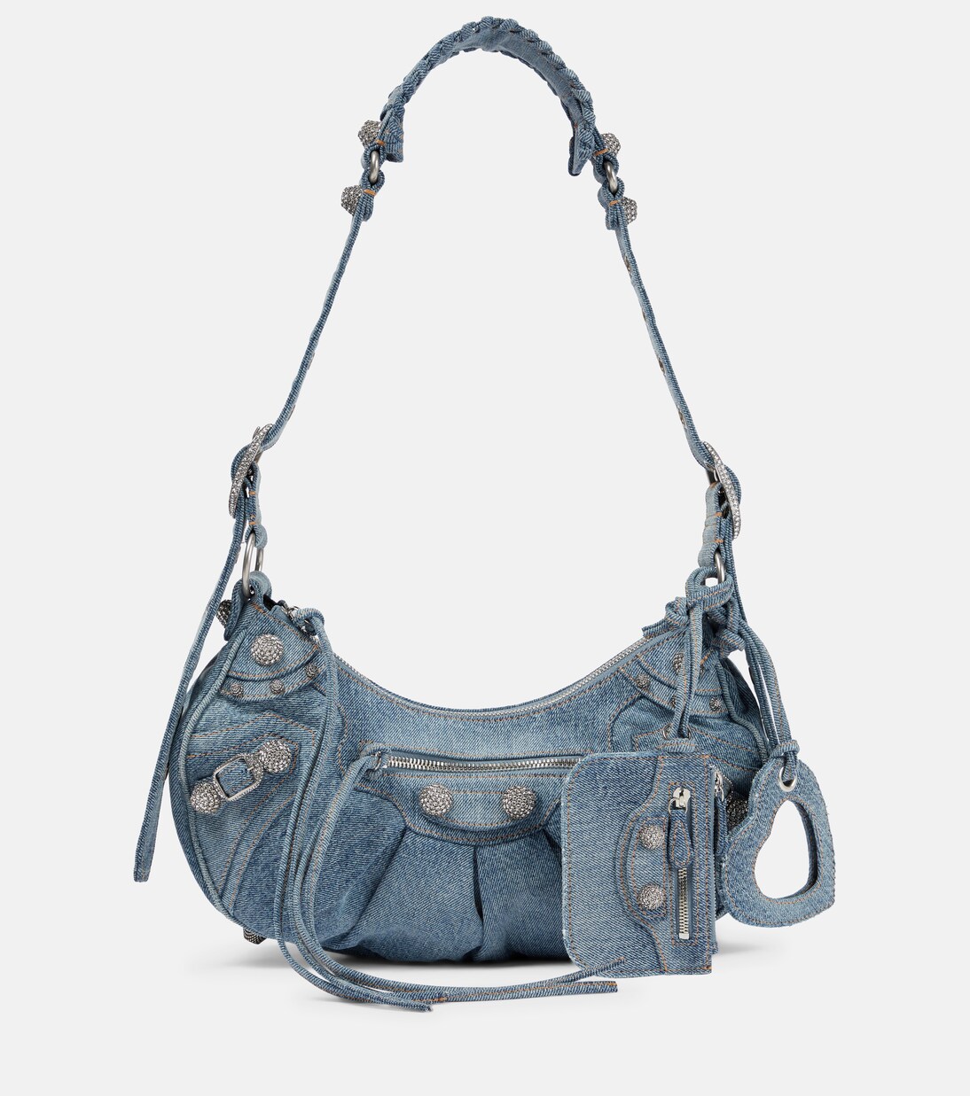 Borsa a spalla Le Cagole Small in denim | Balenciaga