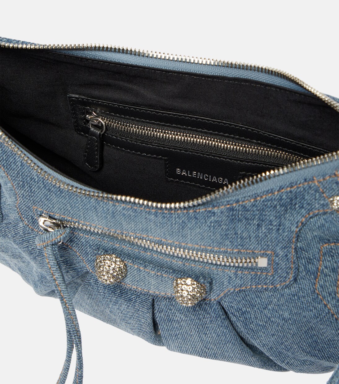 Borsa a spalla Le Cagole Small in denim | Balenciaga