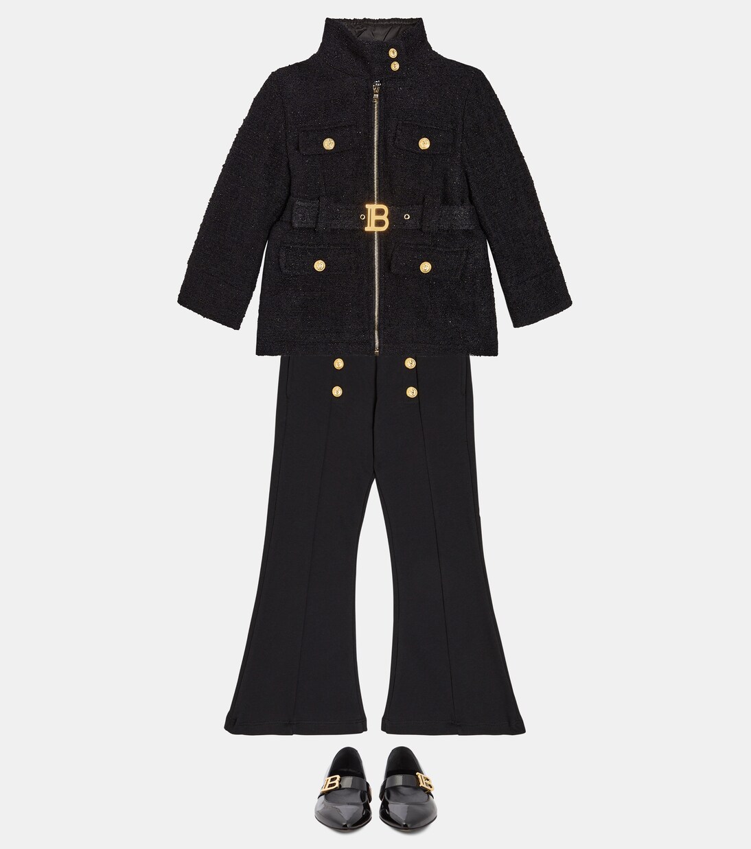 Logo belted coat  | Balmain Kids