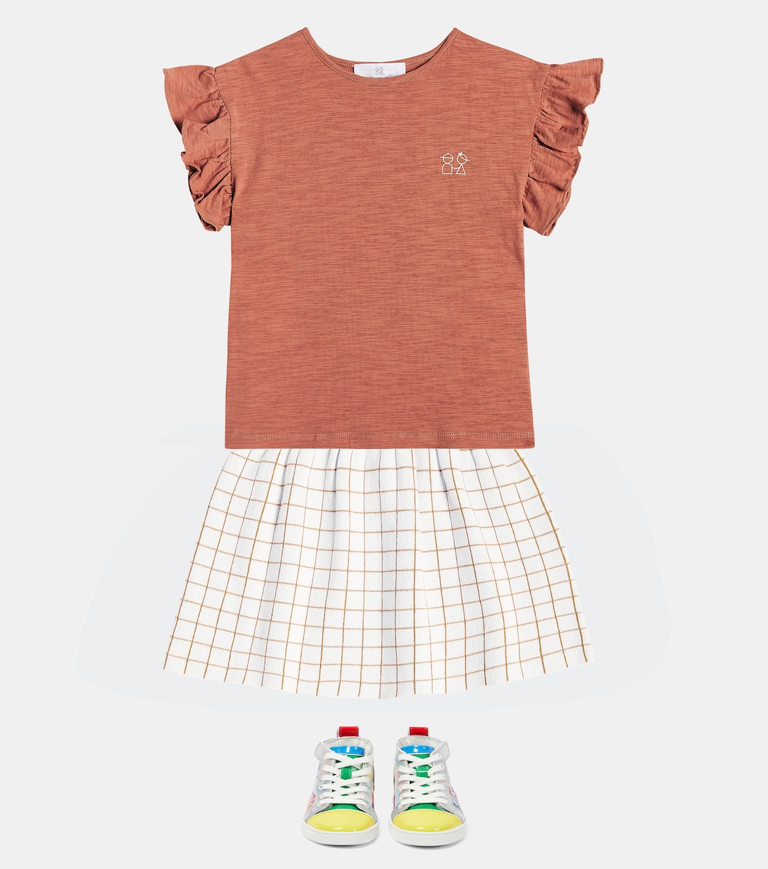 Frill-trimmed cotton jersey top | C'era Una Volta