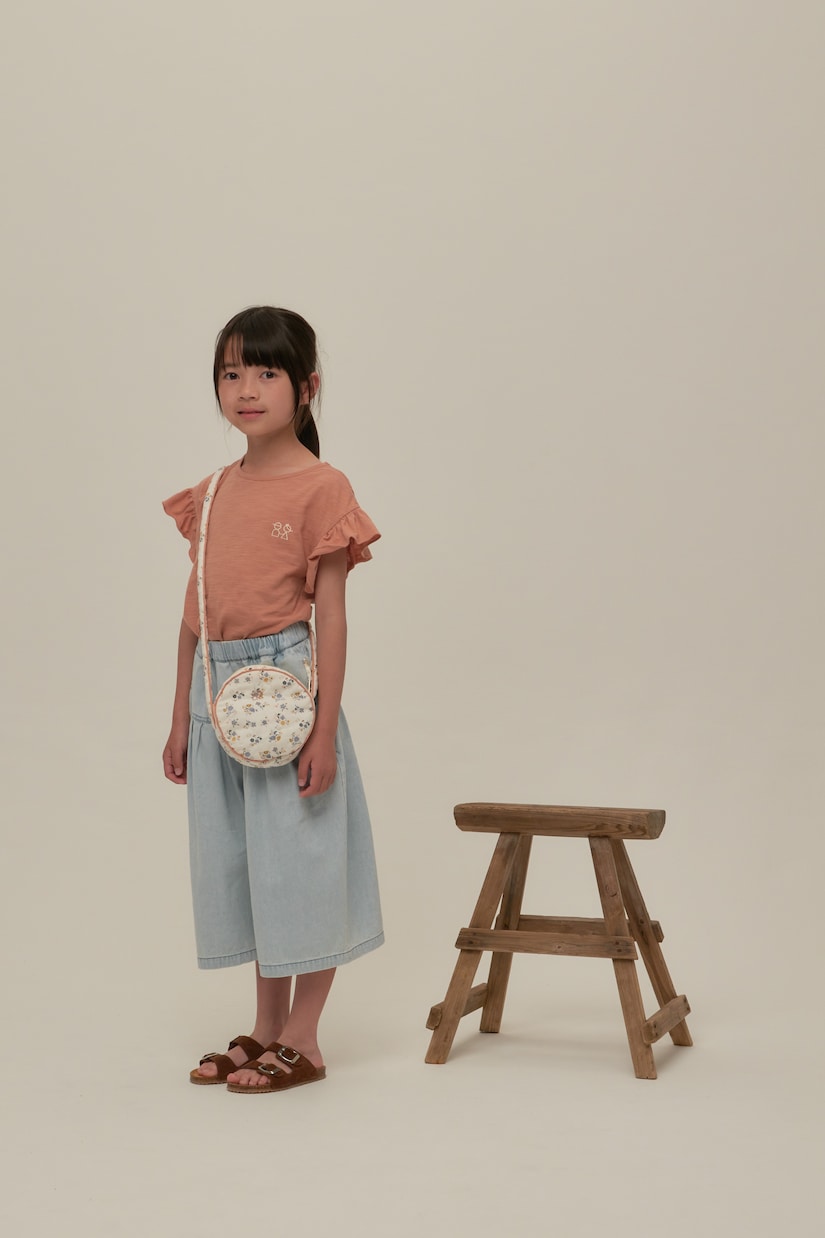 Frill-trimmed cotton jersey top | C'era Una Volta