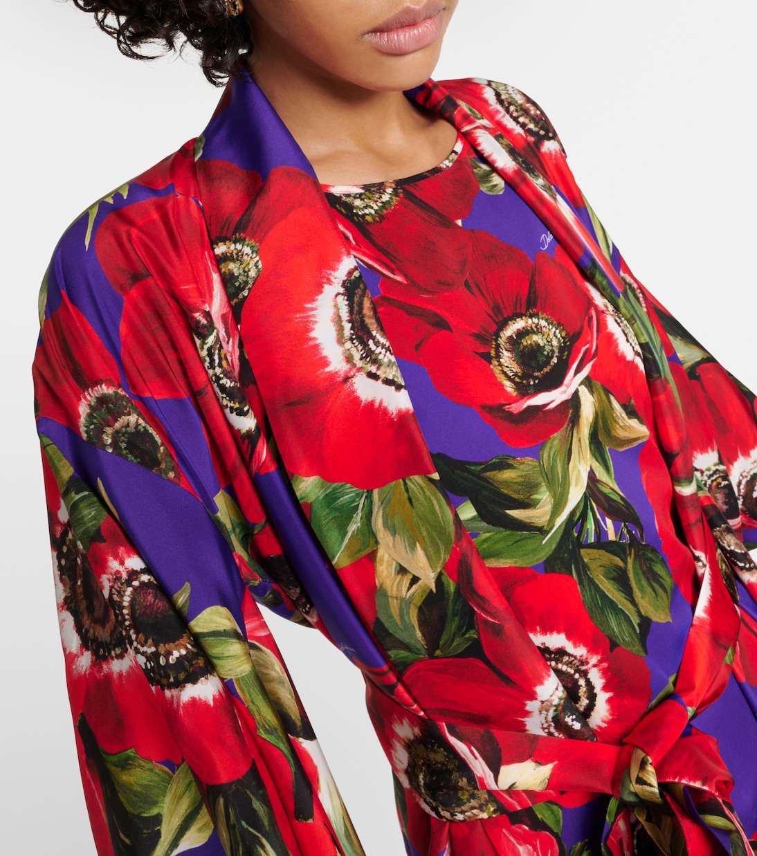 Robe en soie à fleurs | Dolce&Gabbana