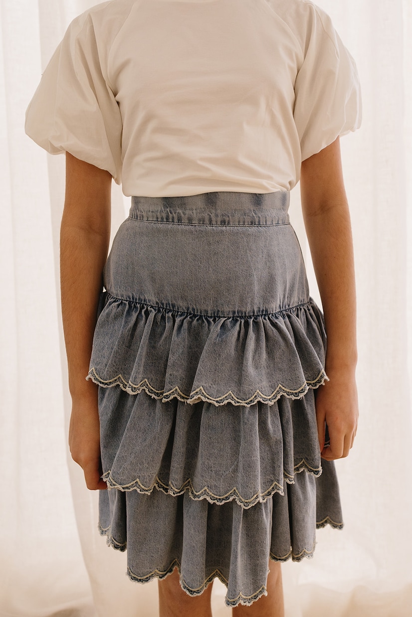 Gonna in cotone con ricamo | Petite Amalie  