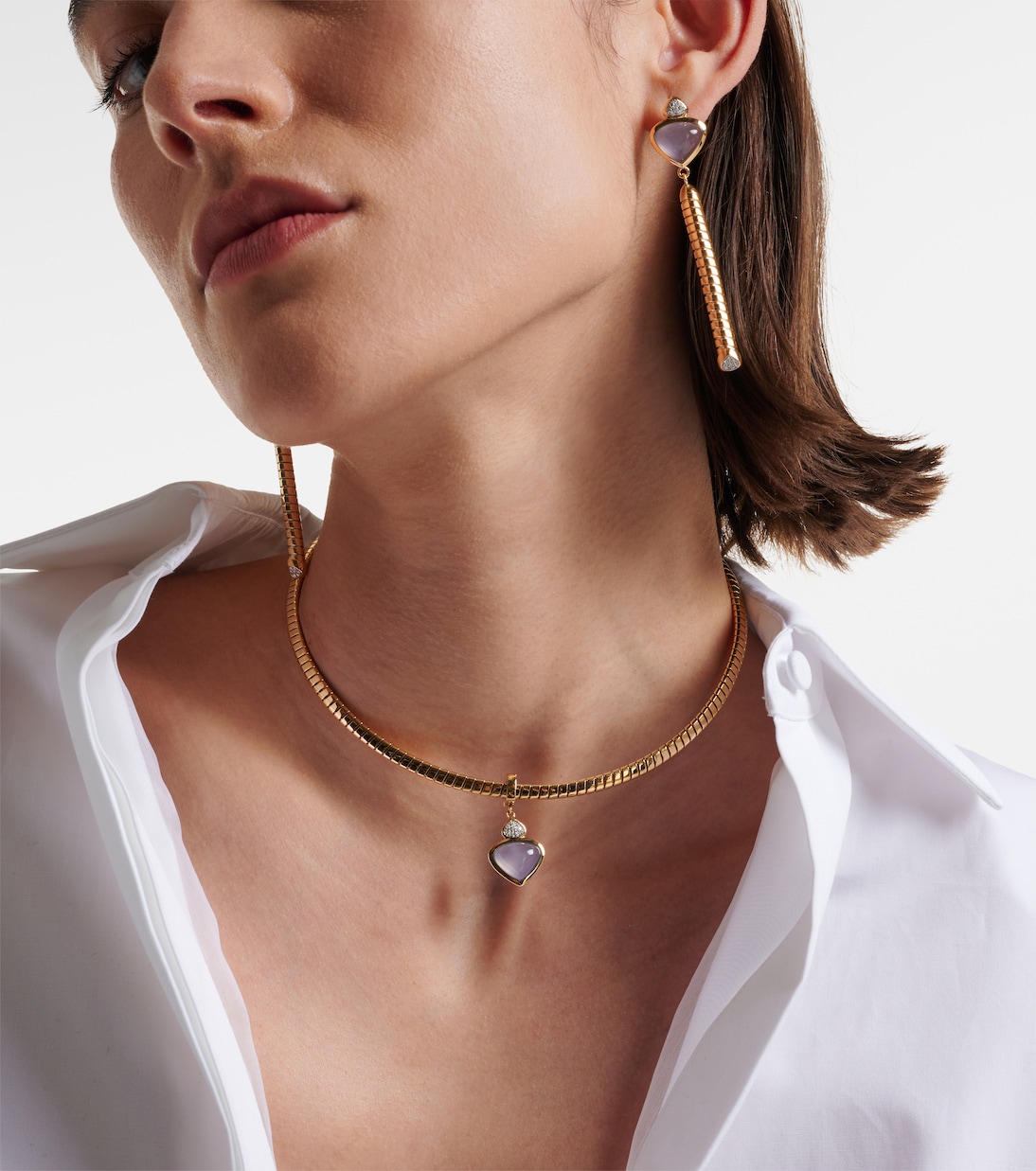 Trisolina 18kt gold necklace with chalcedony and diamonds | Marina B
