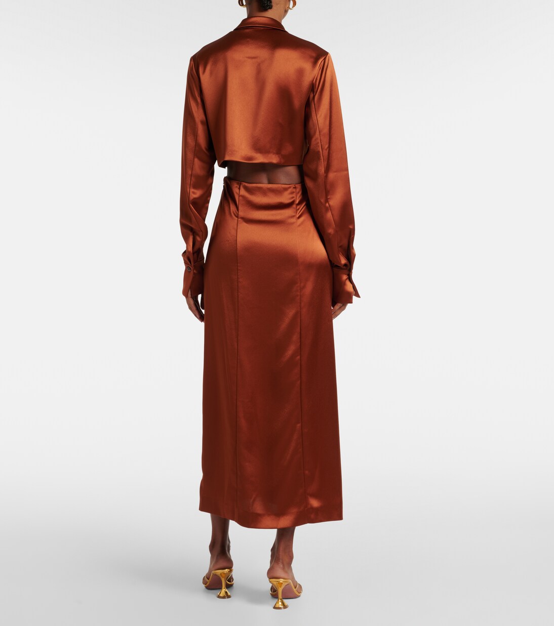 Hock gathered satin midi dress | Galvan