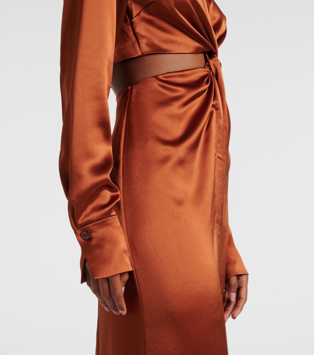 Hock gathered satin midi dress | Galvan