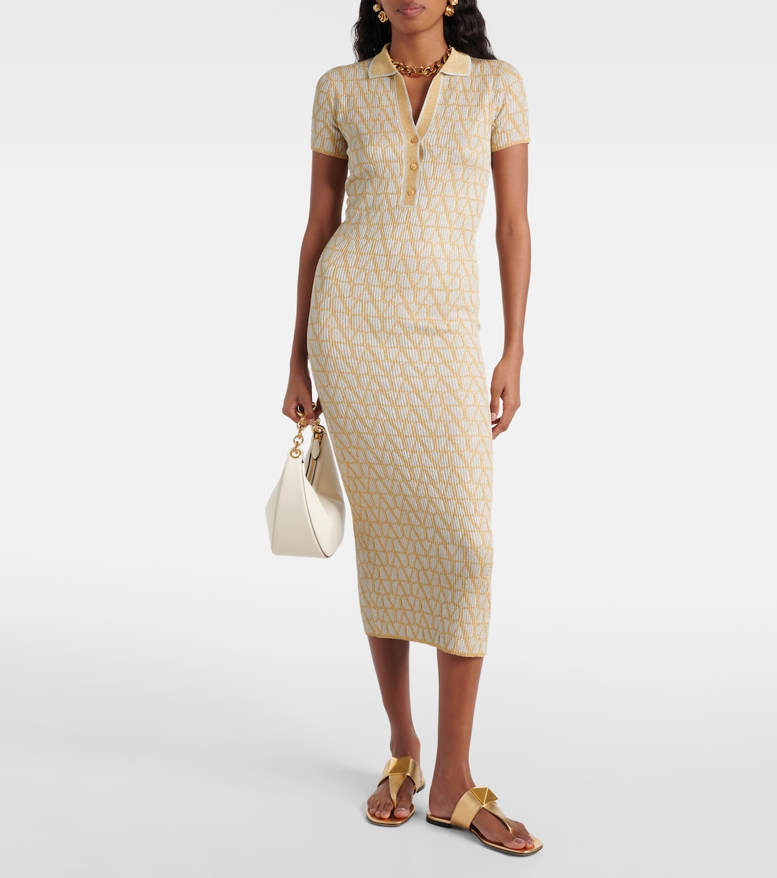 Toile Iconographe lamé jacquard midi dress | Valentino