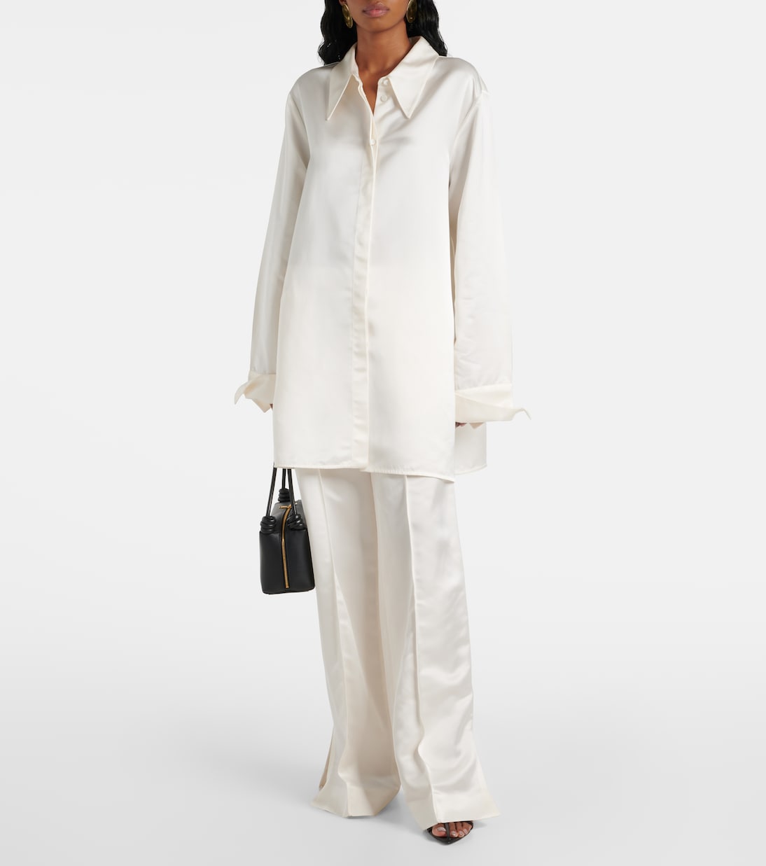 Weite High-Rise-Hose aus Satin | Jil Sander